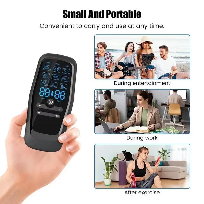 TENS Electric Muscle Stimulator – 6 Modes, 19 Intensity Levels for Pain Relief with Hydrogel Pads & USB Rechargeable - Dazzling Beauty Solution