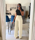 Women's High Waist Wide-Leg Pants - Straight Leg Trousers