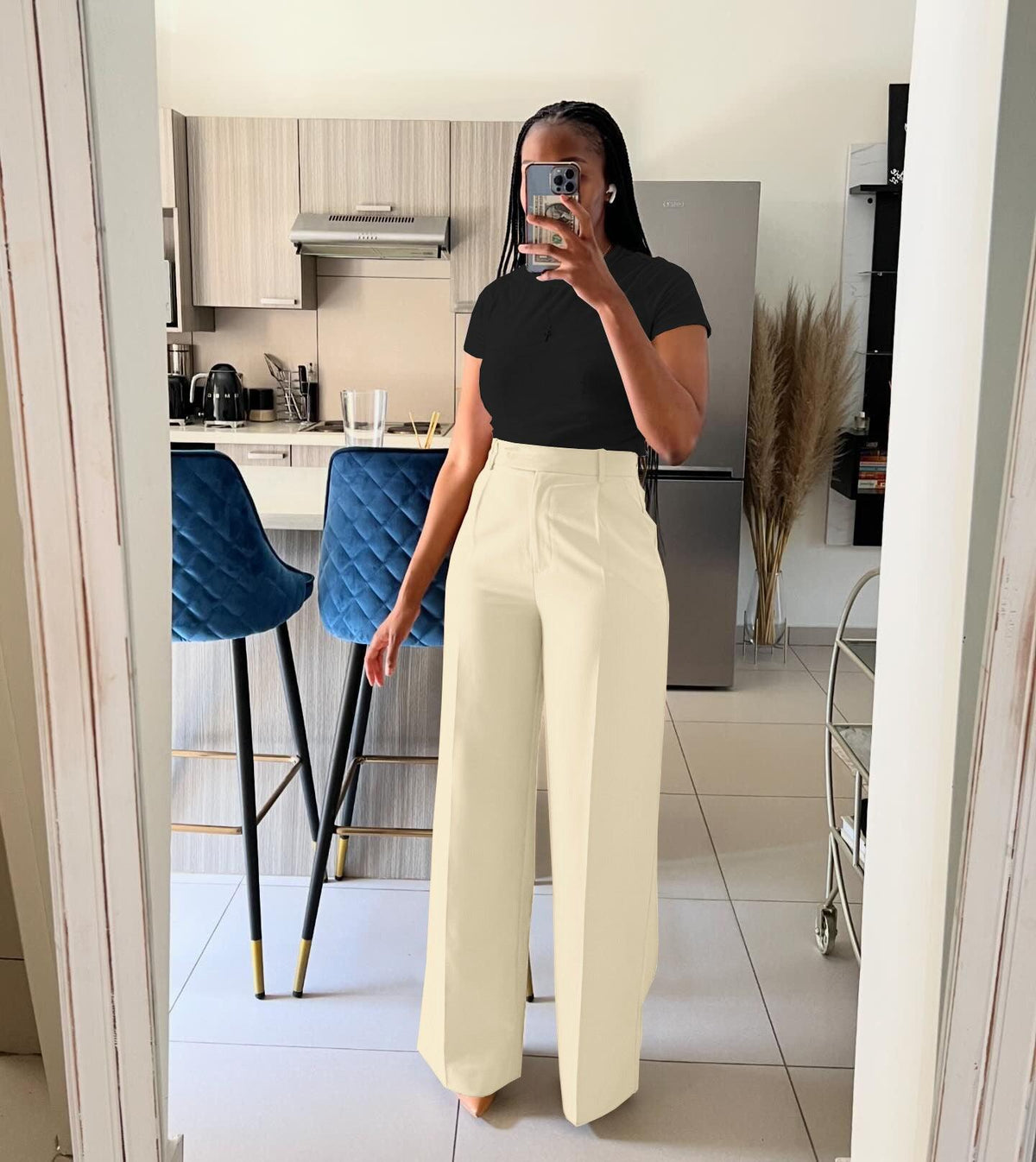 Women's High Waist Wide-Leg Pants - Straight Leg Trousers