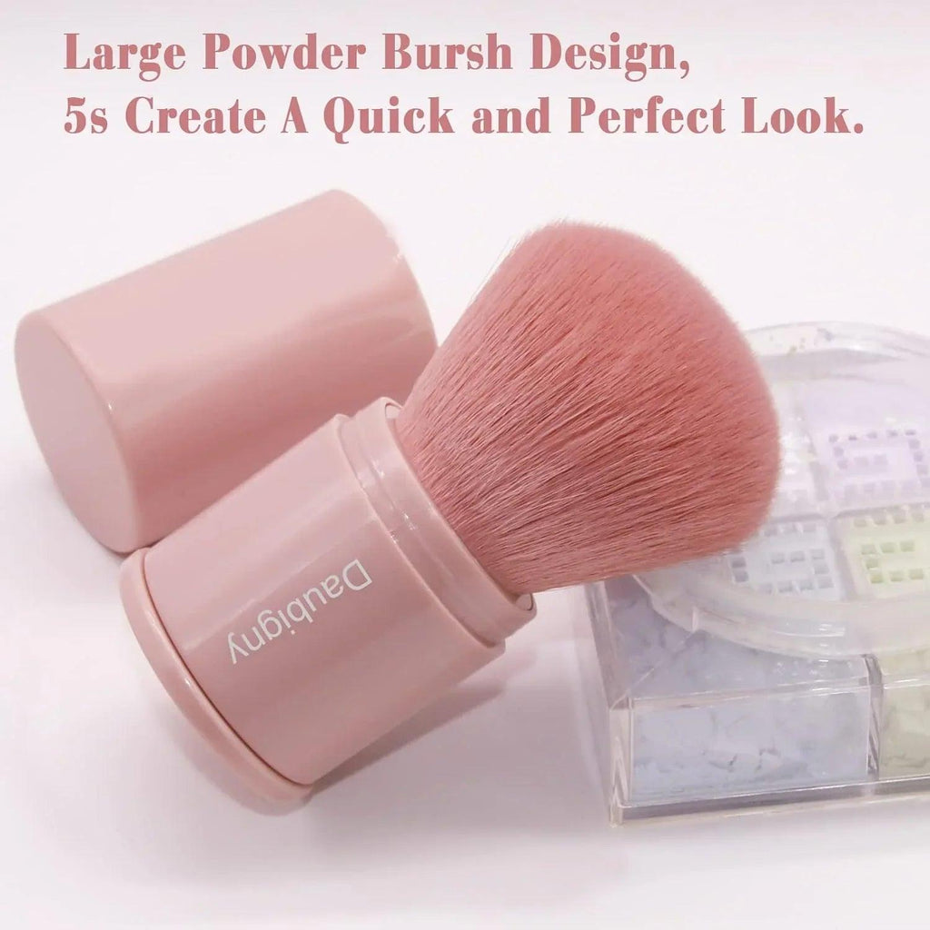 Retractable Kabuki Makeup Brush, Powder Brushes Foundation Travel Foundation Brush for Blush Bronzer & Powder (Pink) - Dazzling Beauty Solution
