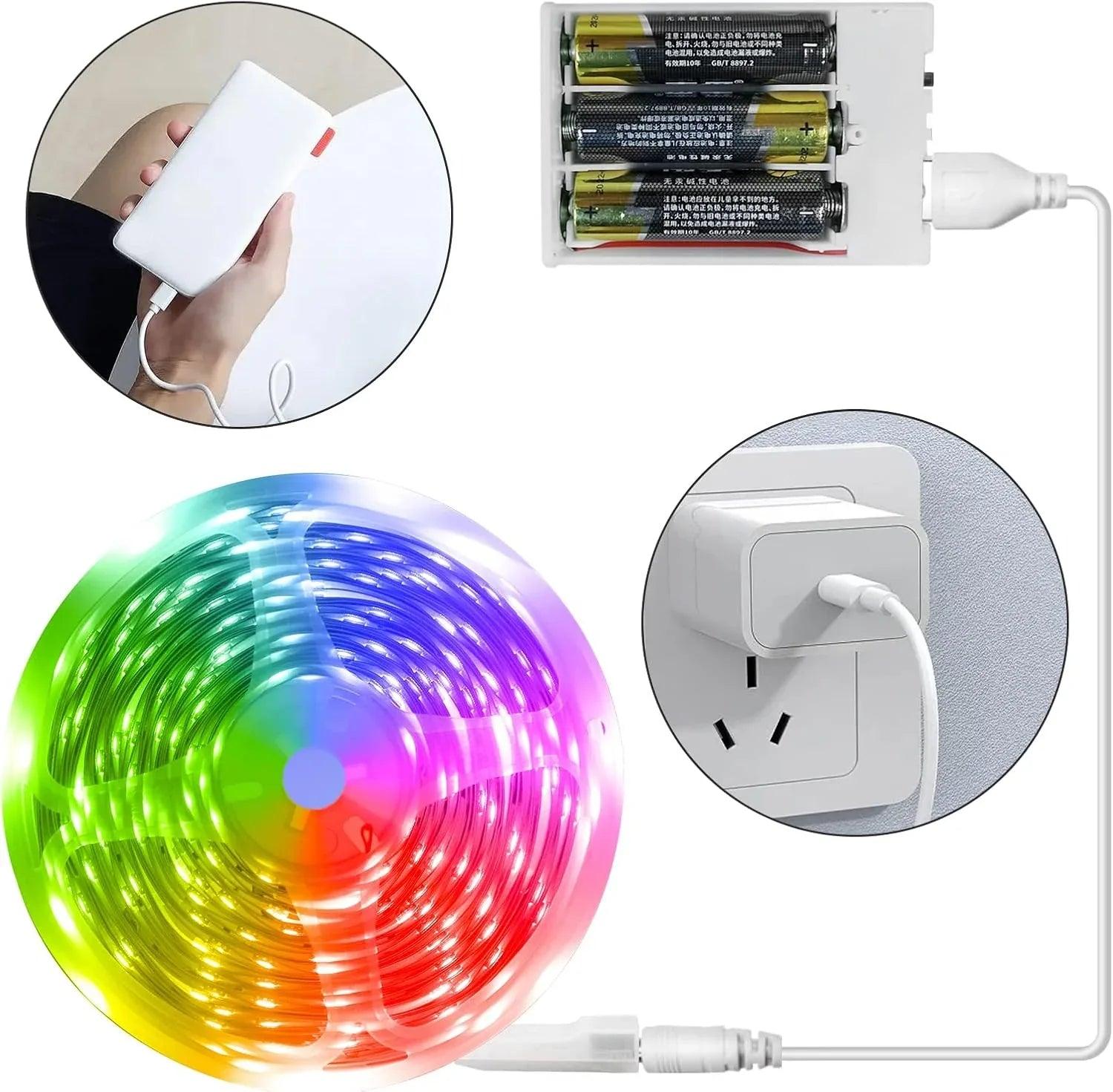 13.2ft Battery-Operated RGB LED Strip Lights with Remote & App Control - Dazzling Beauty Solution