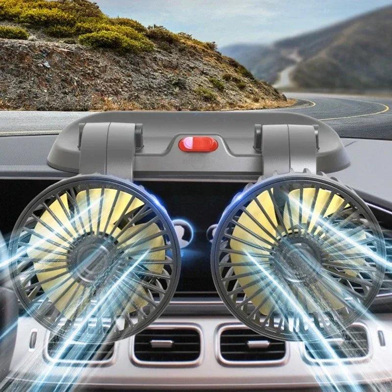 Car Flash F410 Car Double-Head Folding Fan Rotatable Rotatable Head Fan Gently Circulates Large Air Fan - Dazzling Beauty Solution