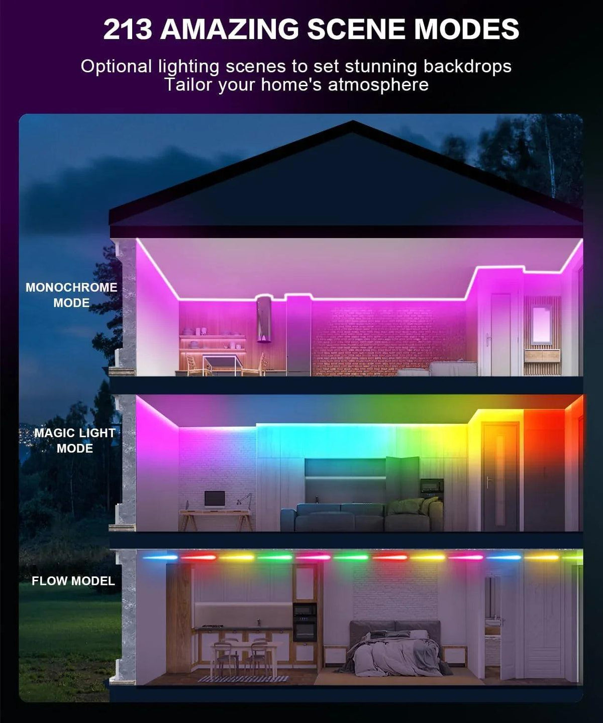 100ft RGB Music Sync LED Strip Lights with Remote & App Control - Dazzling Beauty Solution