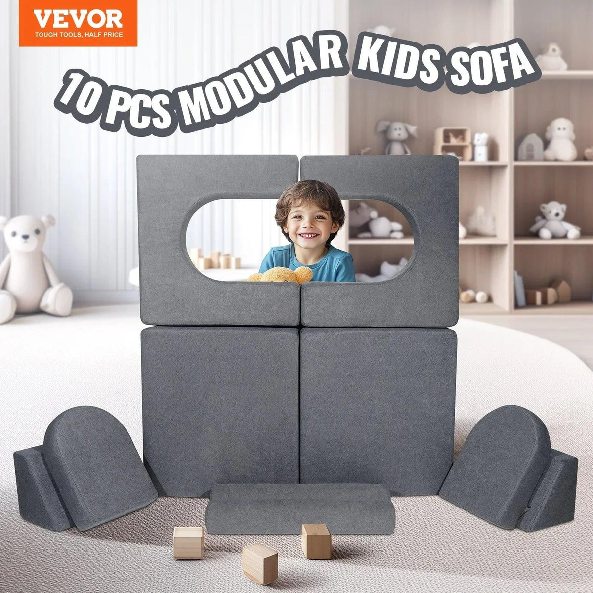Modular Kids Play Sofa – Soft Suede Convertible Couch for Toddlers - Dazzling Beauty Solution