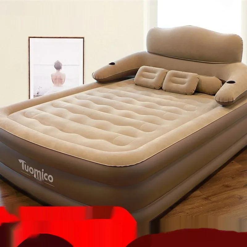 Queen Size Inflatable Bed with Backrest 203x152x48cm - Portable Camping Air Mattress - Dazzling Beauty Solution
