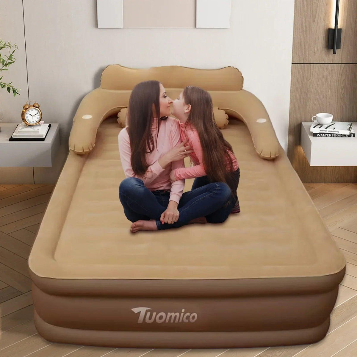 18In Queen Air Mattress with Headboard, Inflatable Mattress Airbed for Camping - Dazzling Beauty Solution