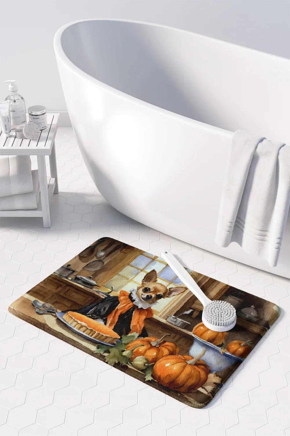 Chihuahua Fall Kitchen Pumpkins Memory Foam Kitchen Mat - Dazzling Beauty Solution