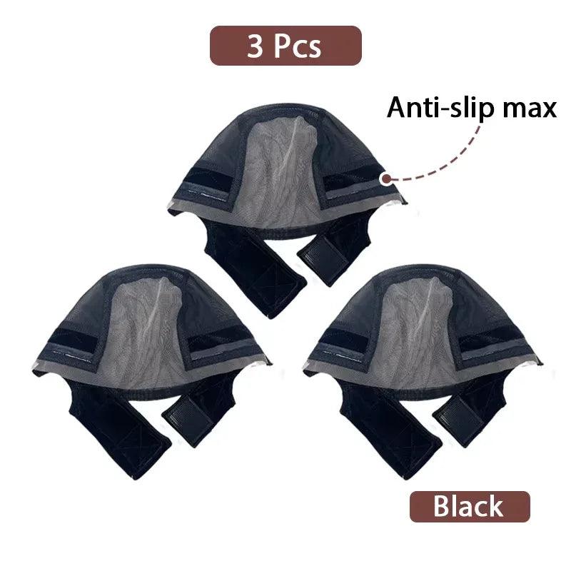 3-Piece Anti-Slip Wig Cap Set – Available in Black, Light, or Brown - Dazzling Beauty Solution