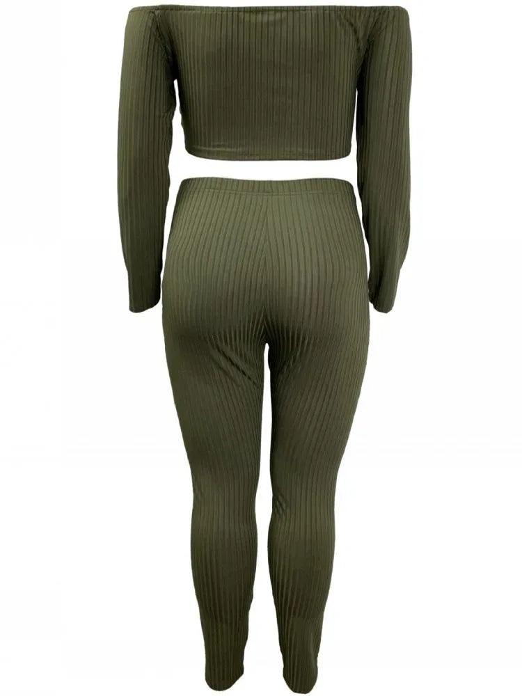 Plus Size Women’s 2-Piece Set – Long Sleeve Top & Pants - Dazzling Beauty Solution