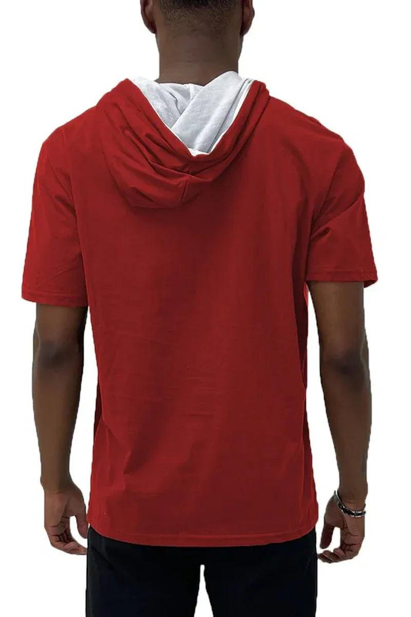 SOLID COLOR BLOCK SHORT SLEEVE HOODIE - Dazzling Beauty Solution