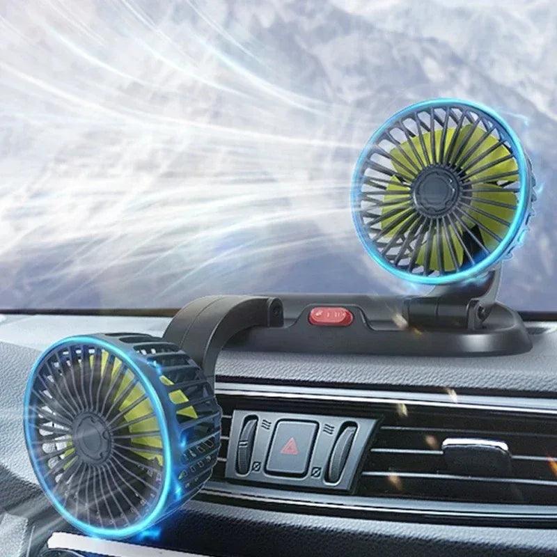 Car Flash F410 Car Double-Head Folding Fan Rotatable Rotatable Head Fan Gently Circulates Large Air Fan - Dazzling Beauty Solution
