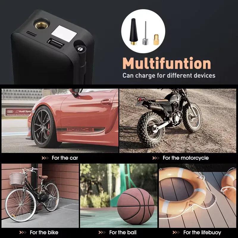 Rechargeable Air Pump Tire Inflator Portable Compressor Digital Cordless Car Tyre Inflator for Motocycle Bicycle Balls - Dazzling Beauty Solution