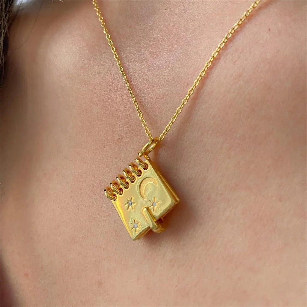Openable Love Book-shaped Necklace With Stars Moon And Letters Engraved Fashion Personality Pendant Necklace For Valentine's Day Gift - Dazzling Beauty Solution
