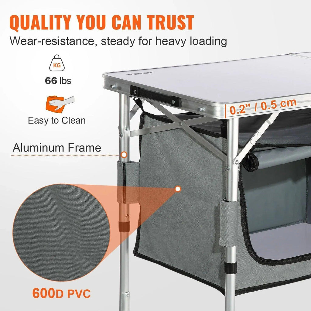 VEVOR Folding Camping Kitchen Table – Portable Outdoor Cooking Station - Dazzling Beauty Solution