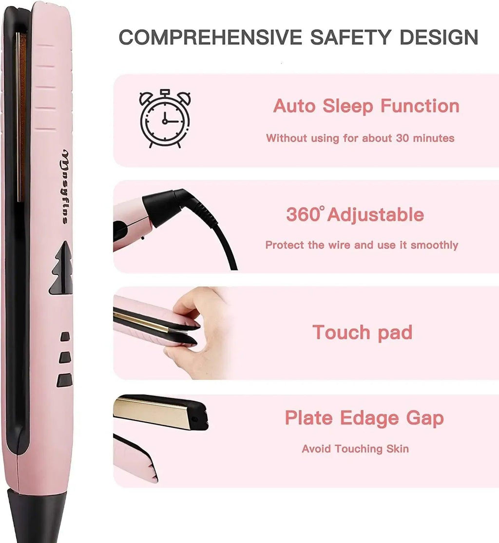 2-in-1 Mini Hair Straightener & Curler Set with LCD Display – Adjustable Temp, Fast Heat, Portable, Gift-Ready - Dazzling Beauty Solution