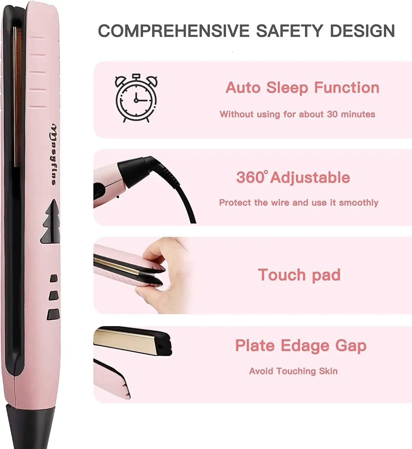 2-in-1 Mini Hair Straightener & Curler Set with LCD Display – Adjustable Temp, Fast Heat, Portable, Gift-Ready - Dazzling Beauty Solution
