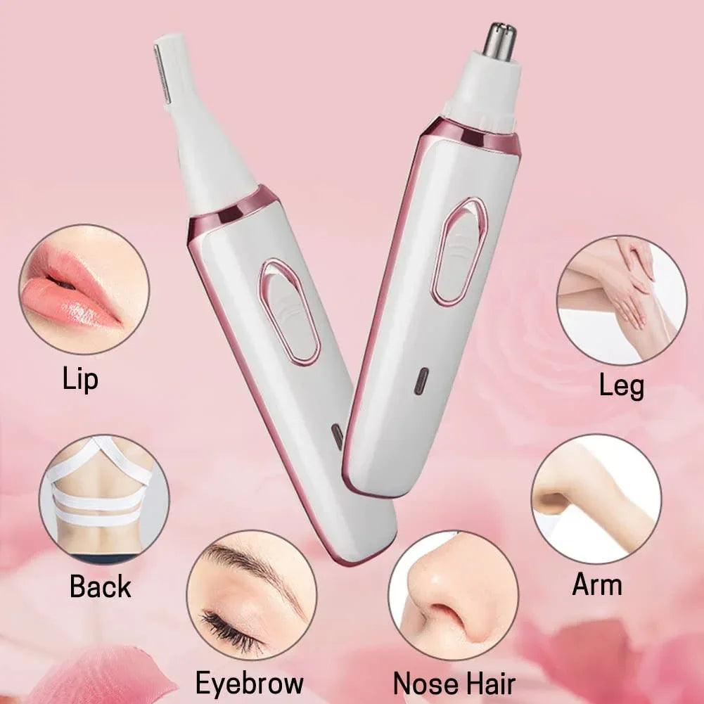 4-in-1 Electric Hair Removal Kit for Women – Bikini, Eyebrow, Nose & Facial Trimmer Set - Dazzling Beauty Solution