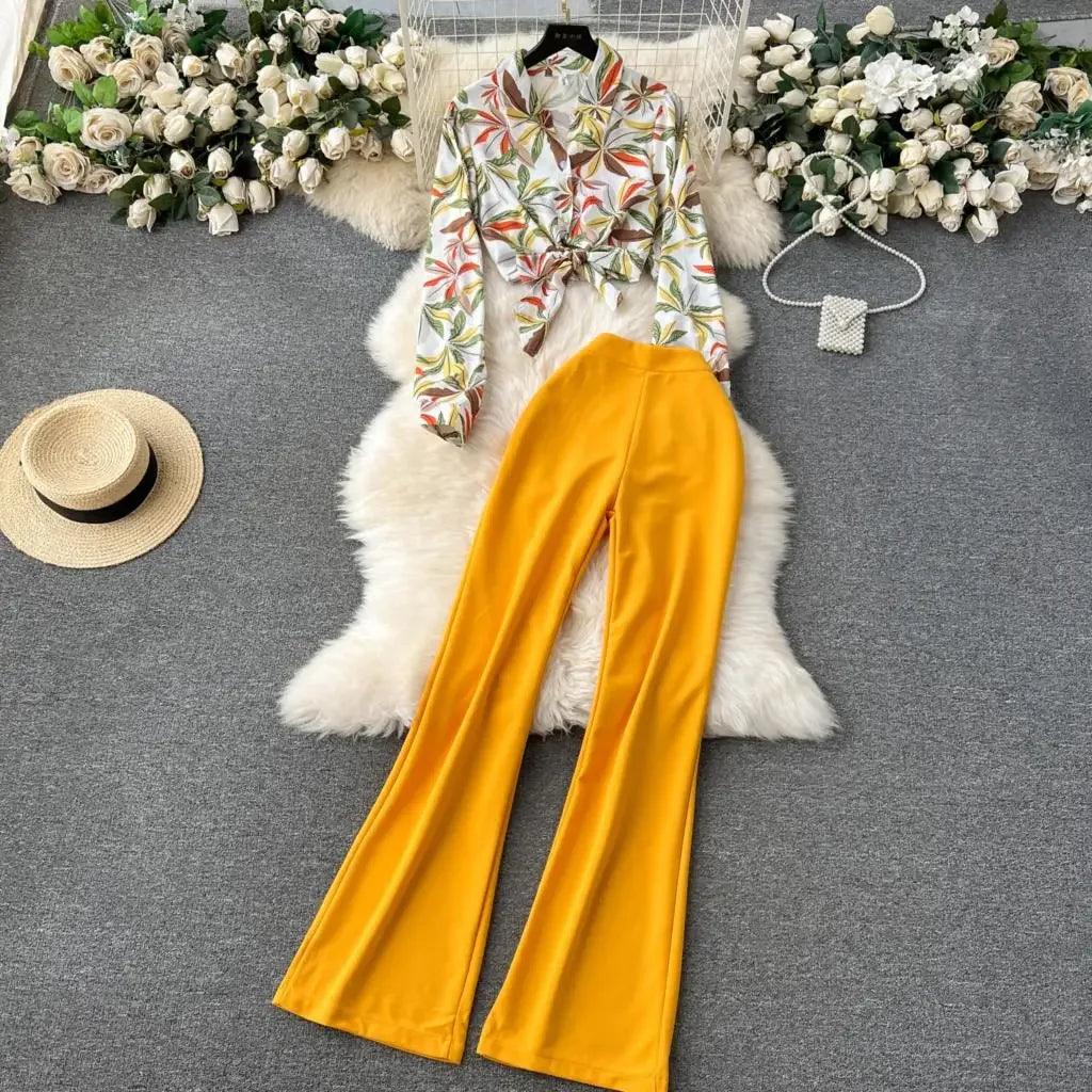 Women’s Vintage Print Pantsuit 2-Piece Set - Dazzling Beauty Solution