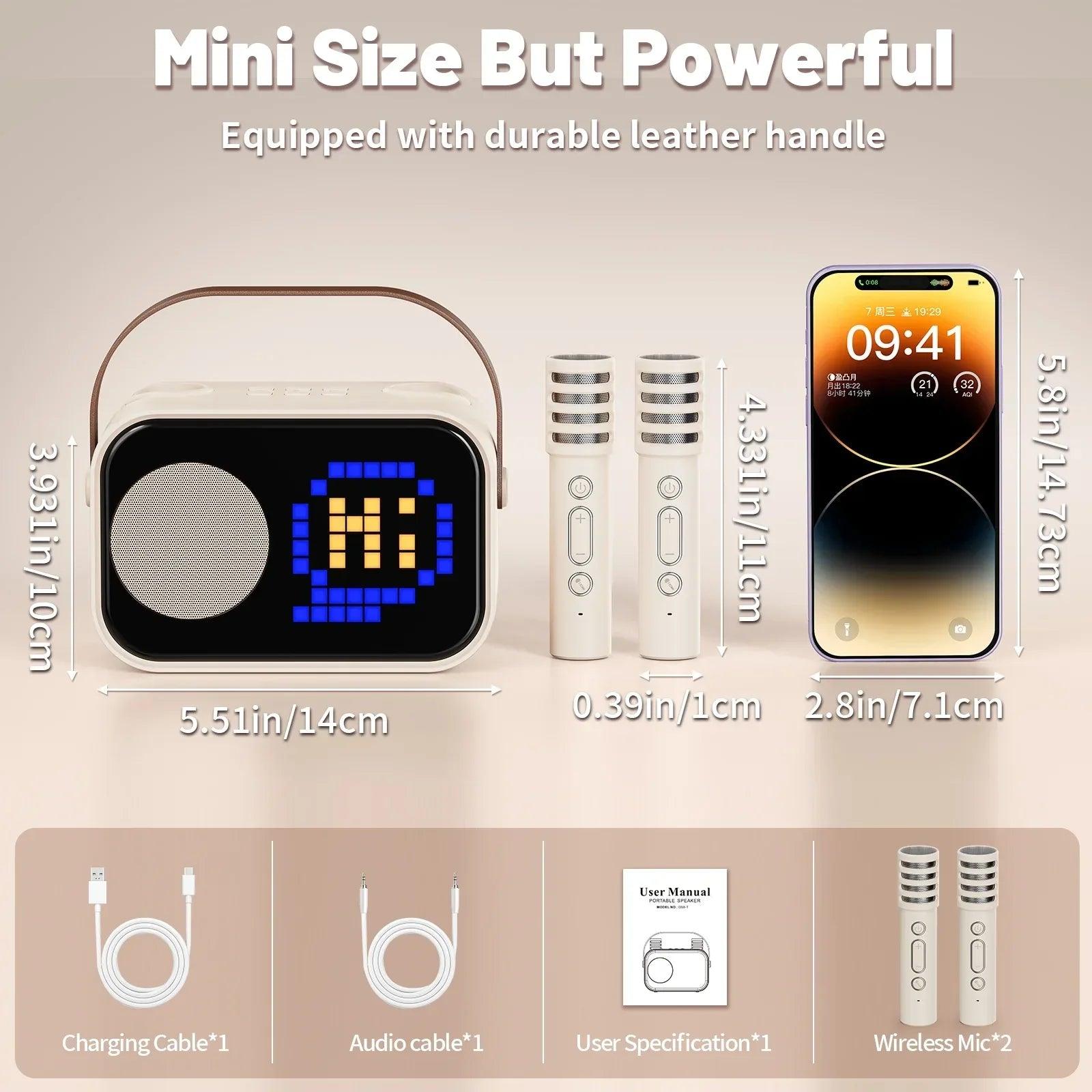 JYX Mini Karaoke Machine with 2 Mics – Bluetooth, LED Display, Portable Speaker - Dazzling Beauty Solution