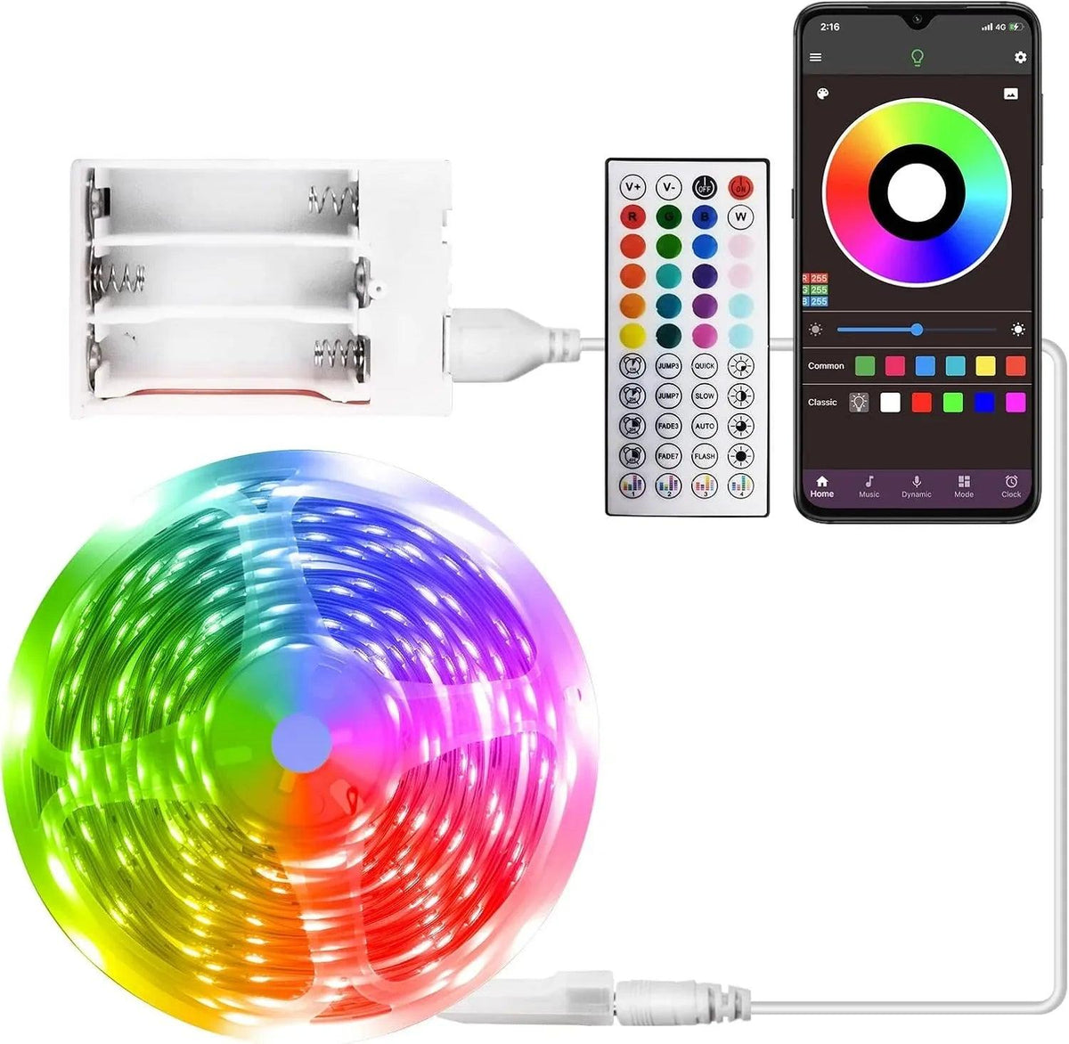 13.2ft Battery-Operated RGB LED Strip Lights with Remote & App Control - Dazzling Beauty Solution