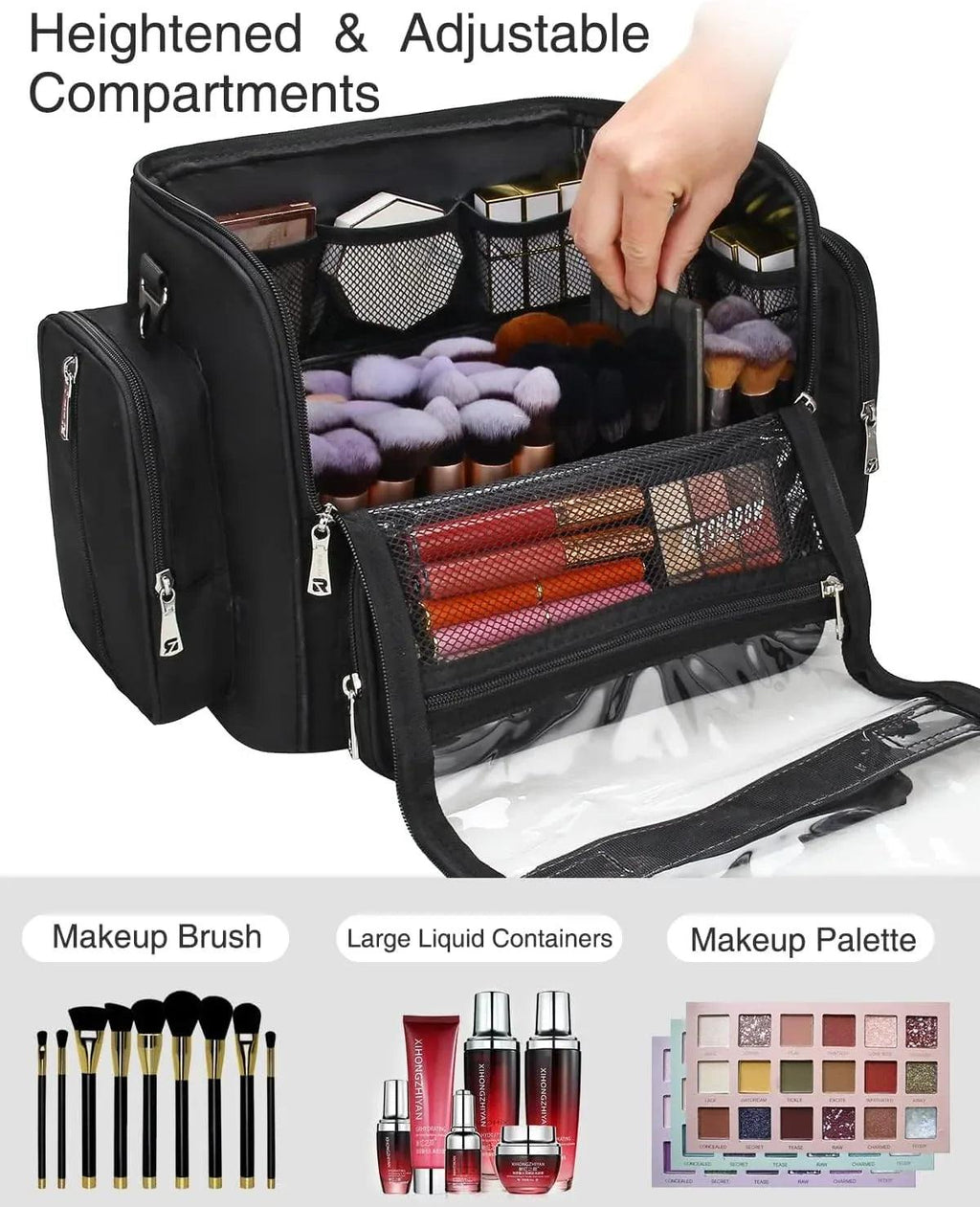 Extra Large Professional Makeup Brush Bag with Adjustable Dividers & Shoulder Strap - Dazzling Beauty Solution