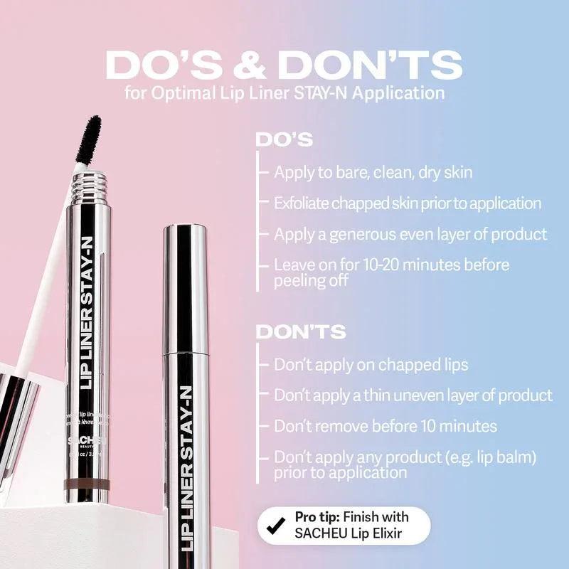 LIP LINER STAY-N - Peel-Off Lip Liner Stain - All Day & Night Lipliner - Dazzling Beauty Solution