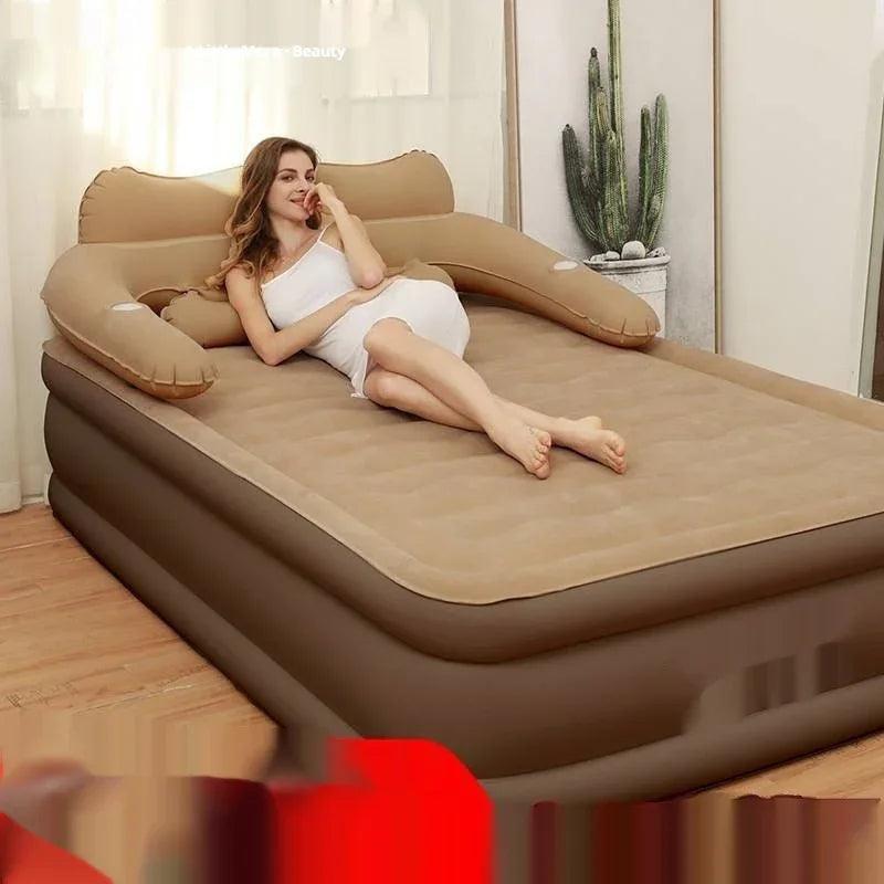 Queen Size Inflatable Bed with Backrest 203x152x48cm - Portable Camping Air Mattress - Dazzling Beauty Solution