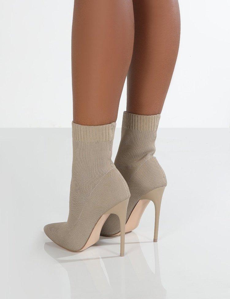 Women's Pointed-Toe Knitted Stretch Boots - High Heel Stiletto Booties