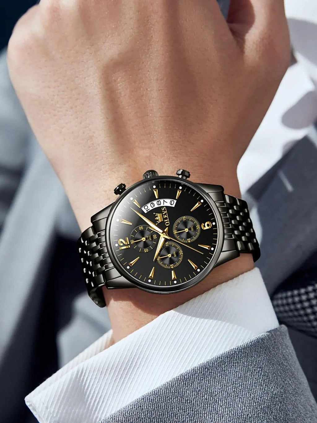 OLEVS Men’s Luxury Stainless Steel Chronograph Watch – Waterproof & Luminous - Dazzling Beauty Solution