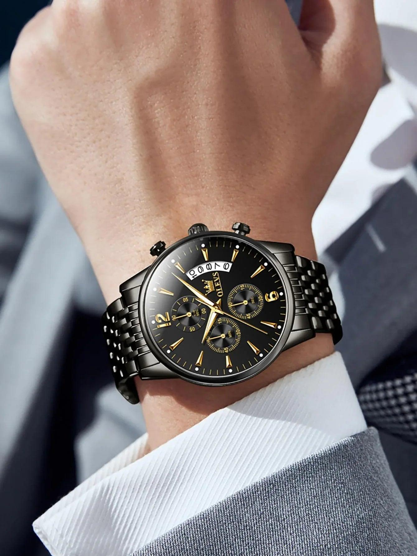 OLEVS Men’s Luxury Stainless Steel Chronograph Watch – Waterproof & Luminous - Dazzling Beauty Solution