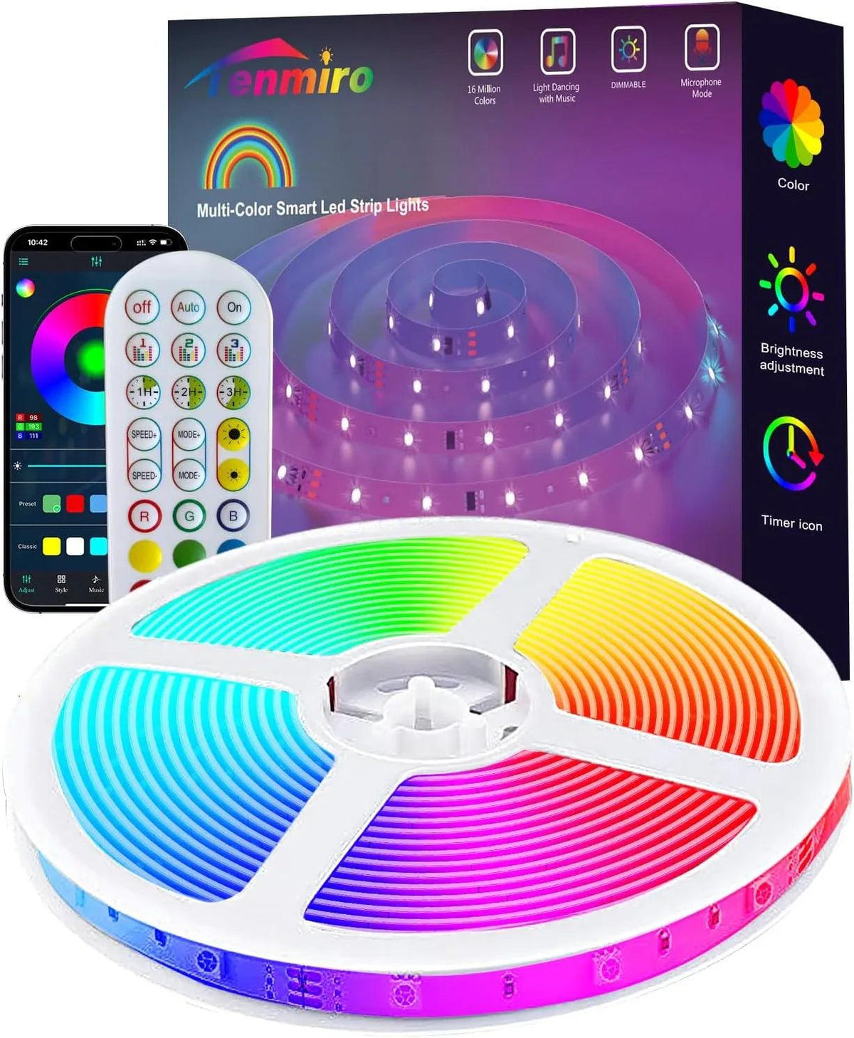 100ft RGB Music Sync LED Strip Lights with Remote & App Control - Dazzling Beauty Solution
