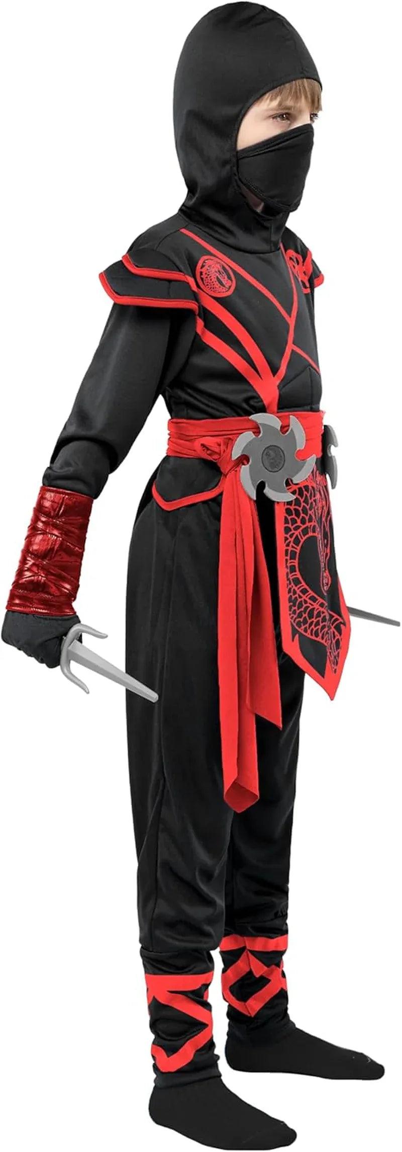 Kids’ Ninja Dragon Halloween Costume – Boys Jumpsuit Dress-Up Set - Dazzling Beauty Solution