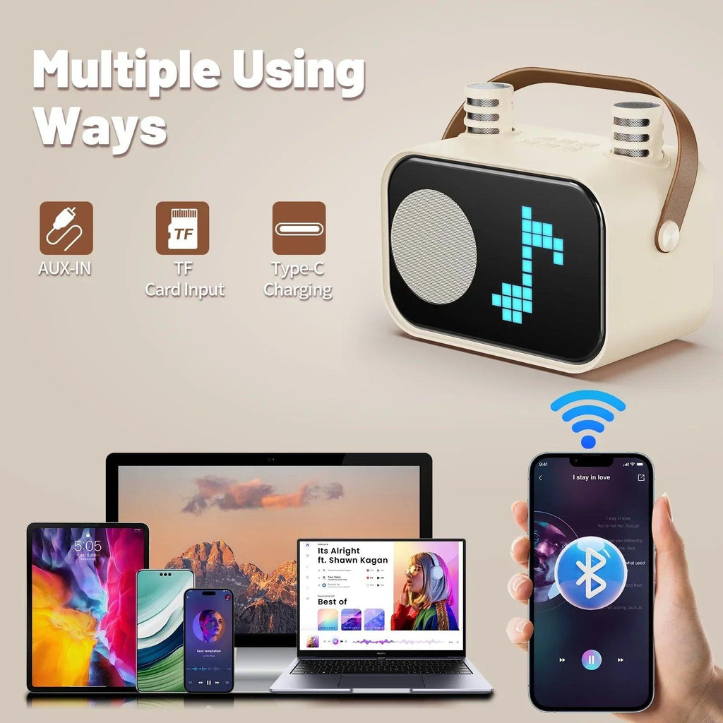 JYX Mini Karaoke Machine with 2 Mics – Bluetooth, LED Display, Portable Speaker - Dazzling Beauty Solution
