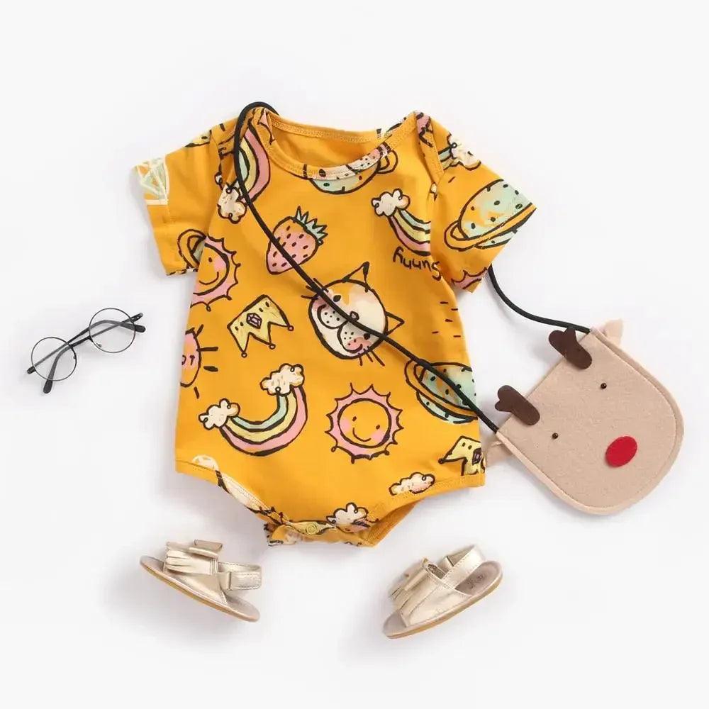 Baby Boys Girls Bodysuits Summer Cotton Toddler Clothes Cartoon Unisex Short Sleeve - Dazzling Beauty Solution