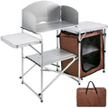 Foldable Camping Kitchen Table with Windshield & Storage - Dazzling Beauty Solution