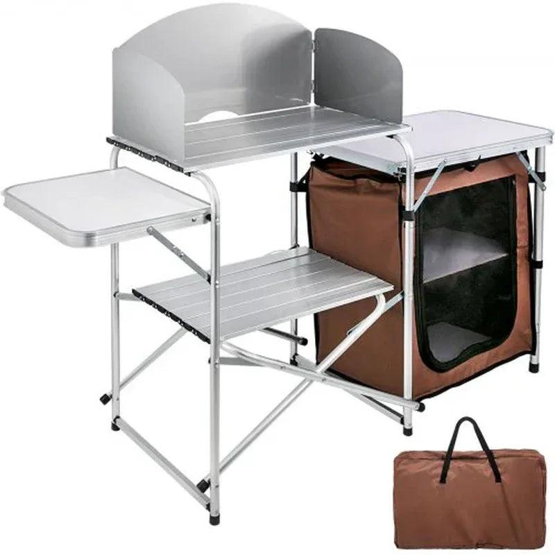 Foldable Camping Kitchen Table with Windshield & Storage - Dazzling Beauty Solution