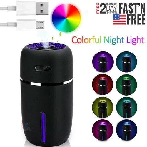 200ml Portable LED Humidifier & Aroma Diffuser – USB Powered with 7-Color Light - Dazzling Beauty Solution