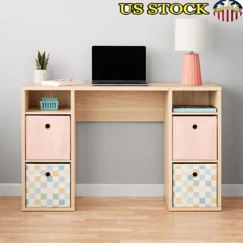 4-Cube Storage Desk – 47” Workstation with Shelves for Home Office or Study - Dazzling Beauty Solution